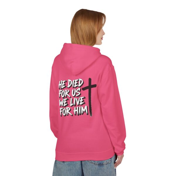 Hoodie I He died for us we live for Him I Unisex I Dagelijks comfort I Meerdere kleuren - Afbeelding 7